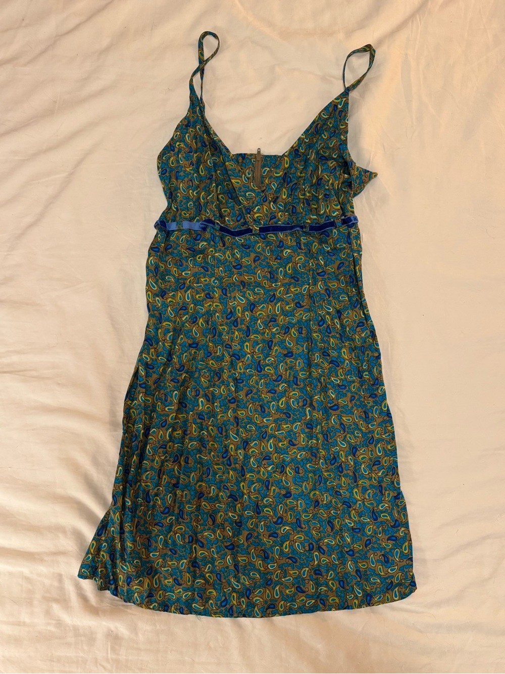 Vintage Y2K blue green paisley slip dress